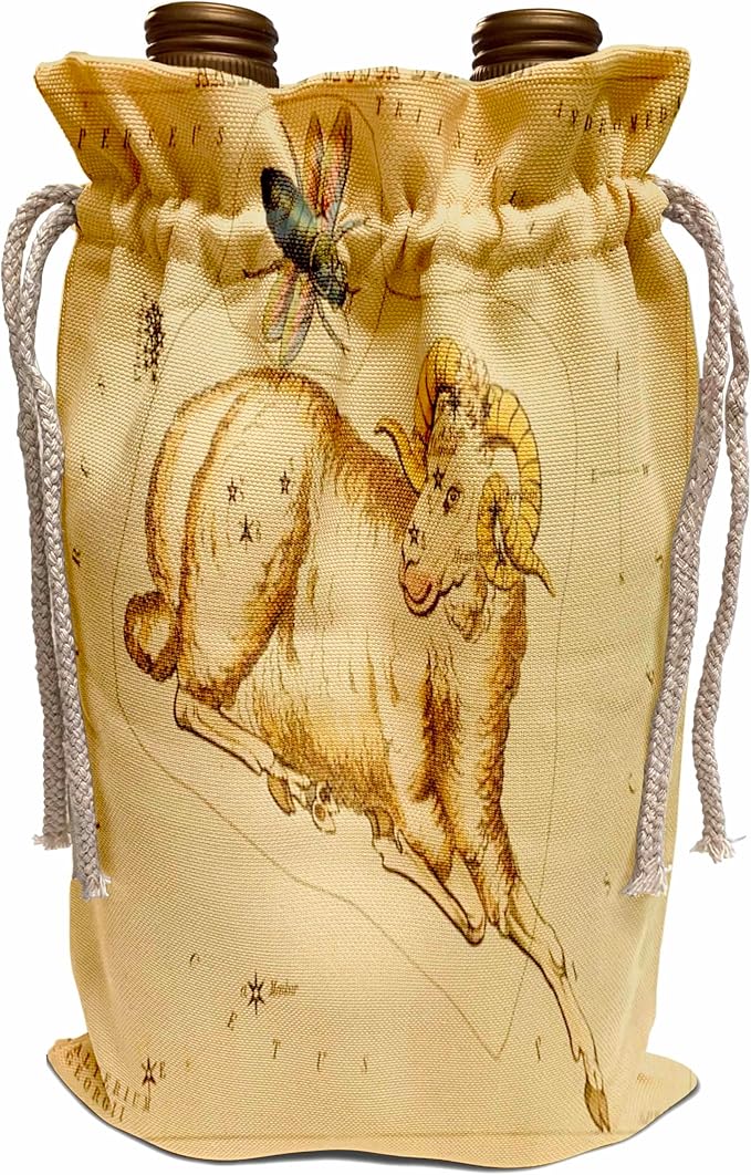 Wine Bag - Print of Vintage Aries Astrological Sign Astrological Vintage Signs