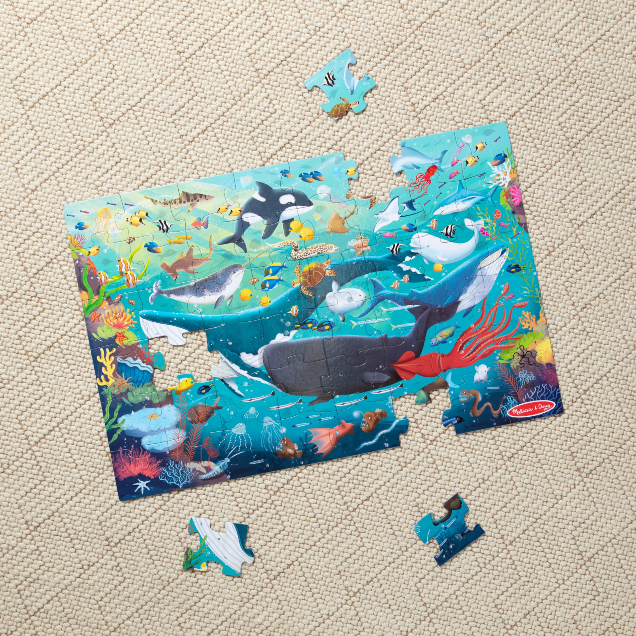 Melissa & Doug ¡Nuevo! Rompecabezas de piso submarino de 48 piezas