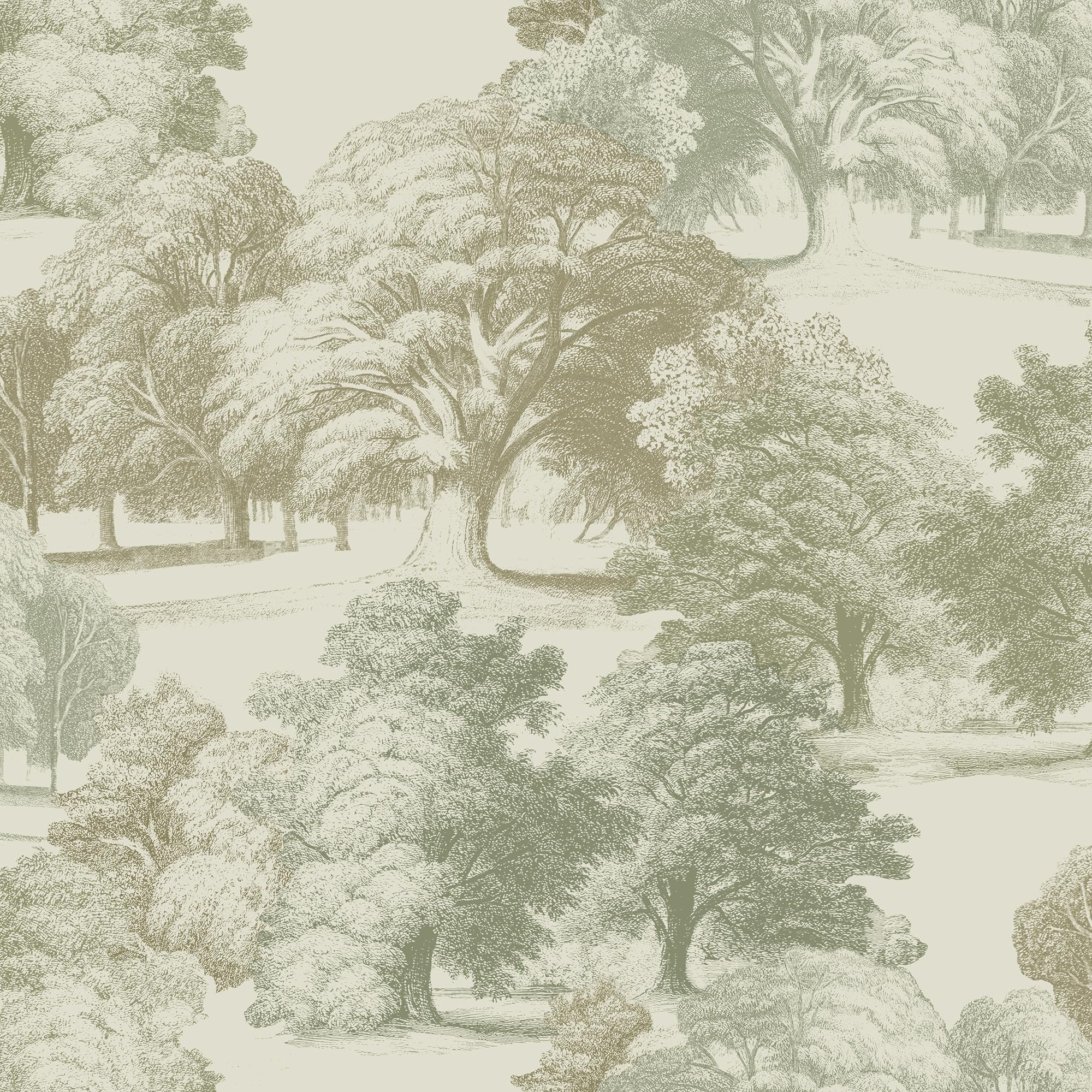 Grandeco Green Paul Moneypenny Belvoir Forest Toile Wallpaper For