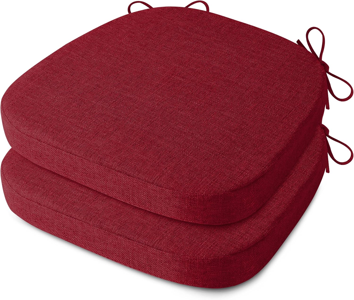 AddGrace Anti Slip Kitchen Chair Cushions D-Shape Dining Chair Pads Set of 2 High Density Foam Durable Kitchen Seat Cushions 16"X16"X2" Red 2 Red