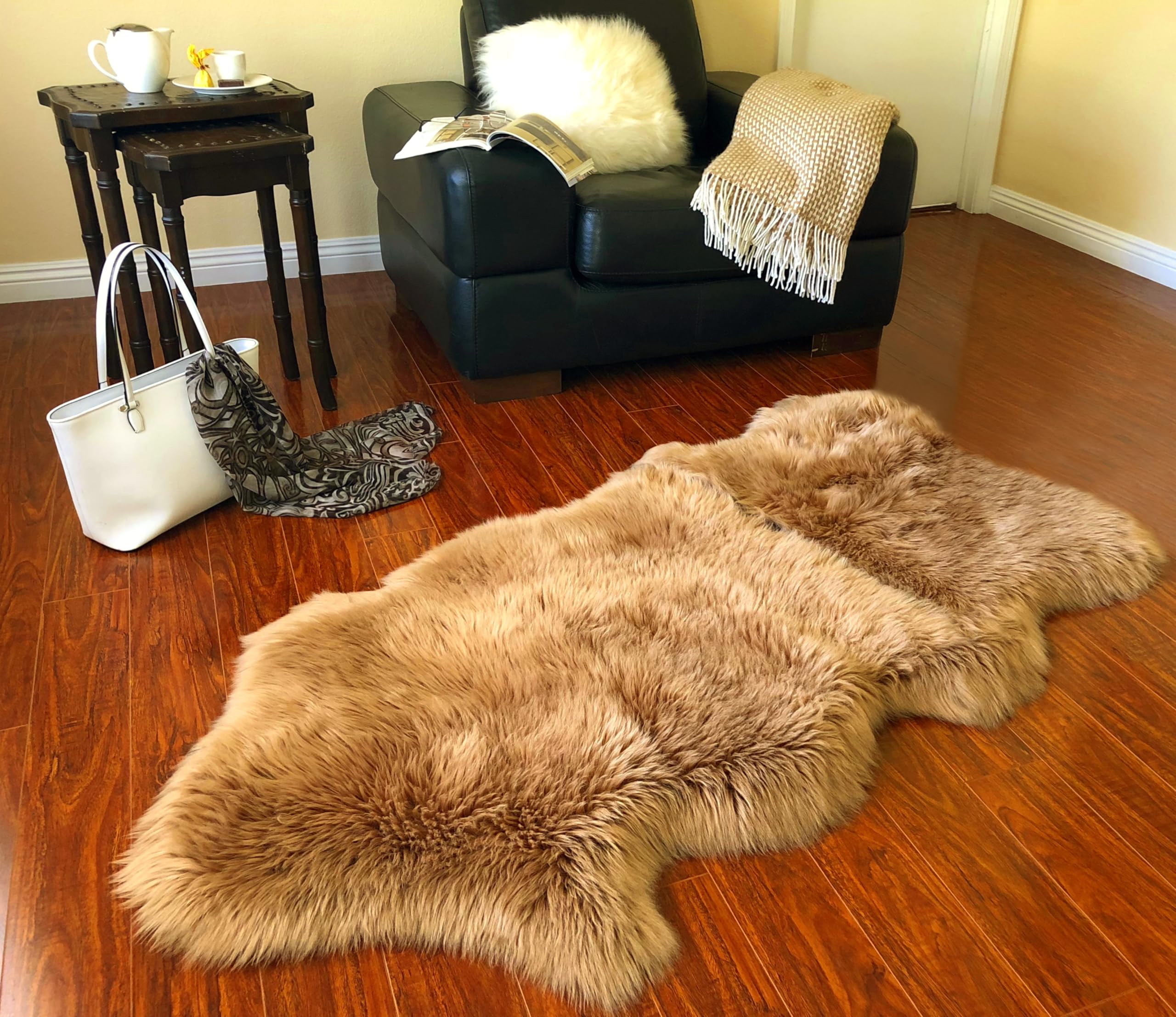 Free Shape Luxury Soft Fluffy Shag Area Rug Single and a Half 2'x4', 60x120cm - Vegan Fur Ultra Soft Indoor Carpet Nursery Rugs for Bedroom Home Decor