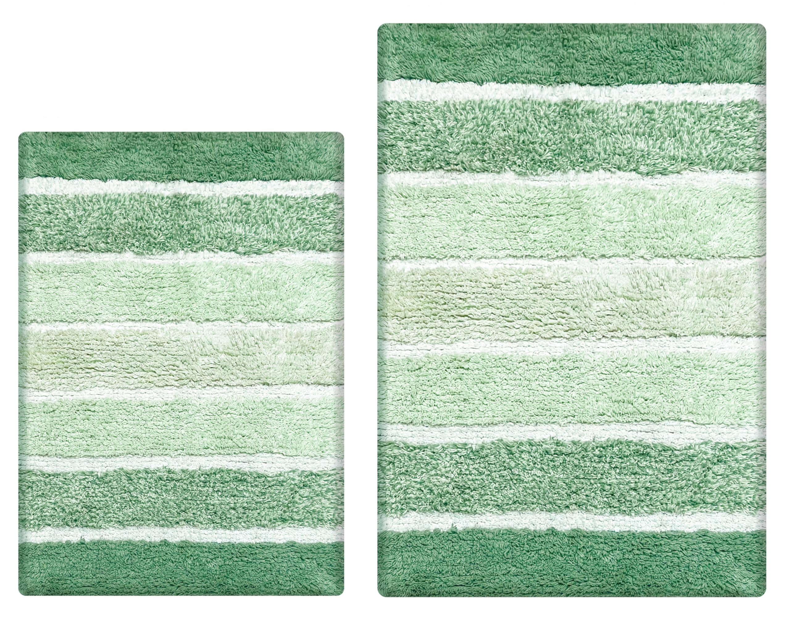 Chardin home Cordural Stripes Bath Mat, Set of 2 Bath Rugs (21x34 Inches & 24x40 Inches) | Non Slip Bathroom Rug, Machine Washable, Plush, Highly