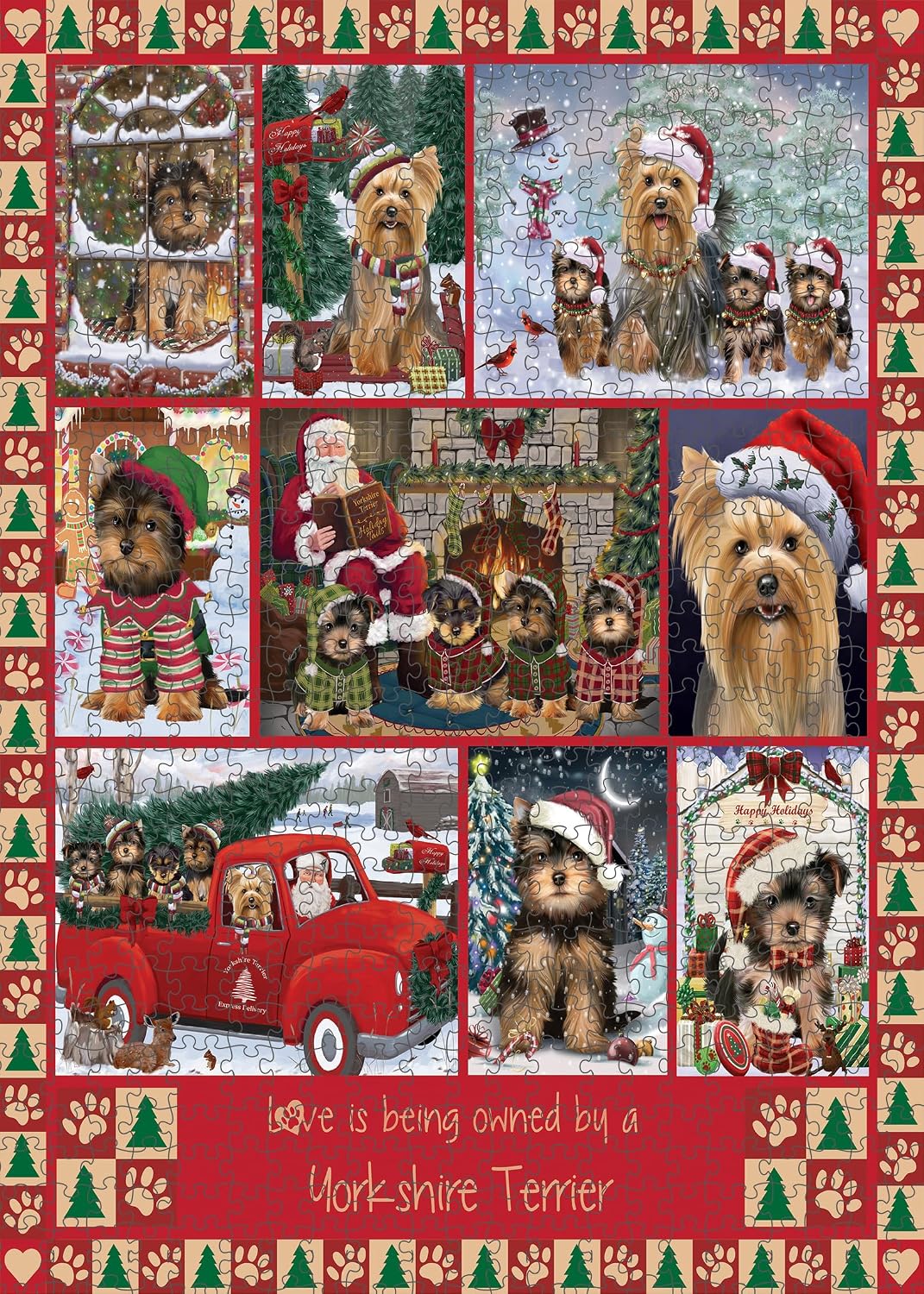 Love is Being Owned Christmas Yorkshire Terrier Dog Jigsaw Puzzle for Adults - Animal Printed Interlocking Puzzle Game Artwork - Gift for Dog Lover's - 1000 Pcs 29.5"x19.7"