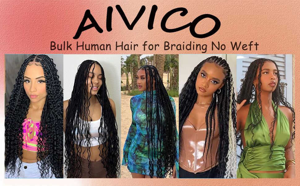 18 Inch Brazilian Human Hair Extensions Bundle, Super Wave Texture for Braiding Amazon.com : AIVICO Super Wave Bulk Human Hair 100  main image 4