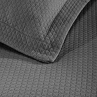 Vista 7 de Cubrecama doble Superior Diamond Solitaire de algodón de primera calidad Jacquard Matelassé con fundas de almohada a tono, color aguamarina, gris