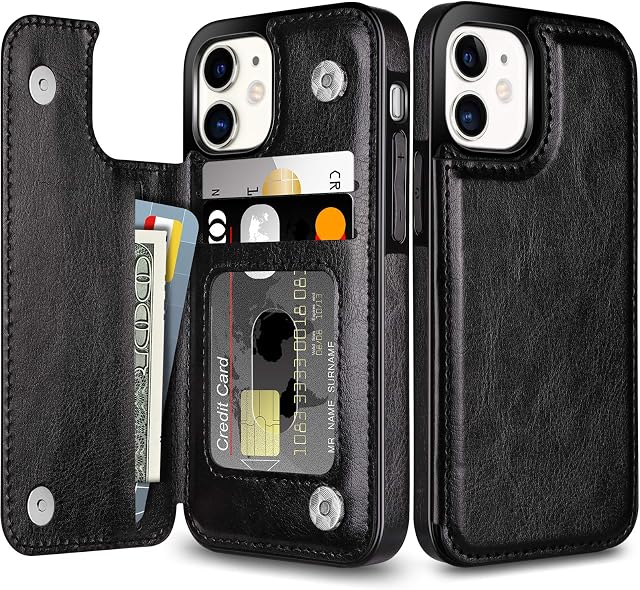 Coolden for iPhone 11 Case Shockproof Case for iPhone 11 Wallet Case Cover with Card Holder Slot Flip Folio Soft PU Leather Magnetic Closure Protective Case Cover for iPhone 11 6.1 inch (Black)