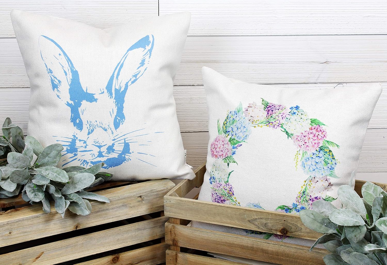 AuldHome Spring Throw Pillow Covers 16 x 16 (Set of 2