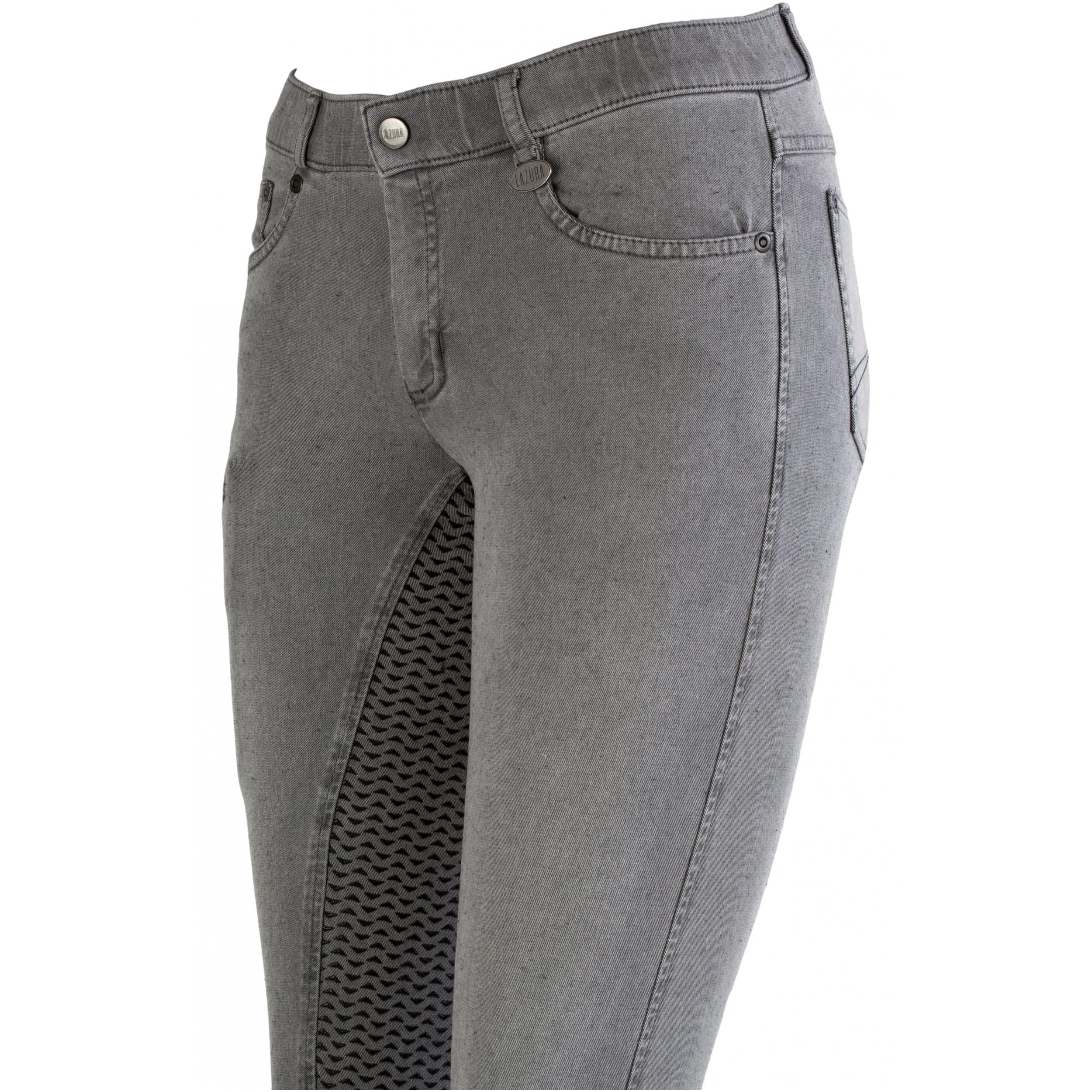 Lazura - Reithose für Damen Dora | Jeans Reithose mit Silikon-Vollbesatz | Vollbesatzreithose mit Handytasche & 4 Einschubtaschen | Reitleggings in 2 Farben | Reitbekleidung in Größe 36-46