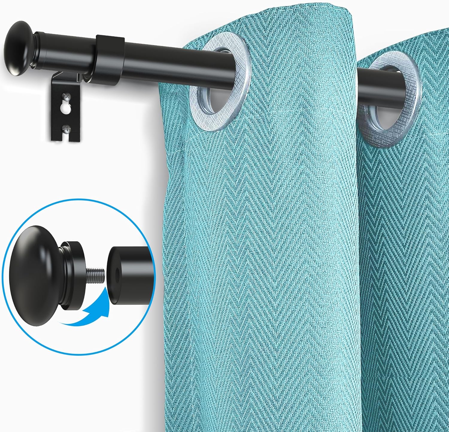 Matte Black Curtain Rod,Heavy Duty Adjustable 33-160 Inch,1 Inch Metal Rod for Oversized Windows,Living Room,Sliding Glass Doors,Patio Doors, Easy Installation,Modern End Cap Design for Home Décor