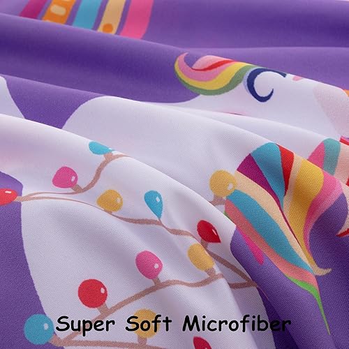 Miniatura 5 de Juego de sábanas de 3 piezas para niñas, tamaño individual, diseño de castillo y estrella arcoíris, unicornio, para niños y adolescentes, divertido