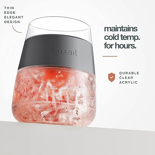 Miniatura 3 de Copas de vino para congelador, juego de 2, color gris, vasos de plástico con aislamiento de doble pared, vaso de bebida congelable con gel de