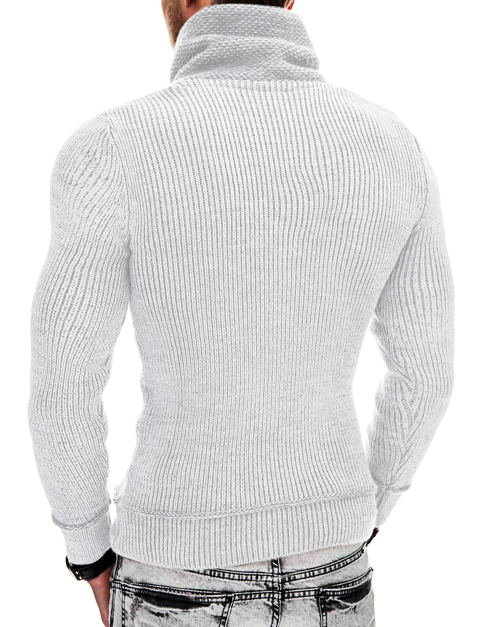 COOFANDY Maglioni da uomo a collo alto, a collo alto, con tasche, 1- Bianco., XX-Large