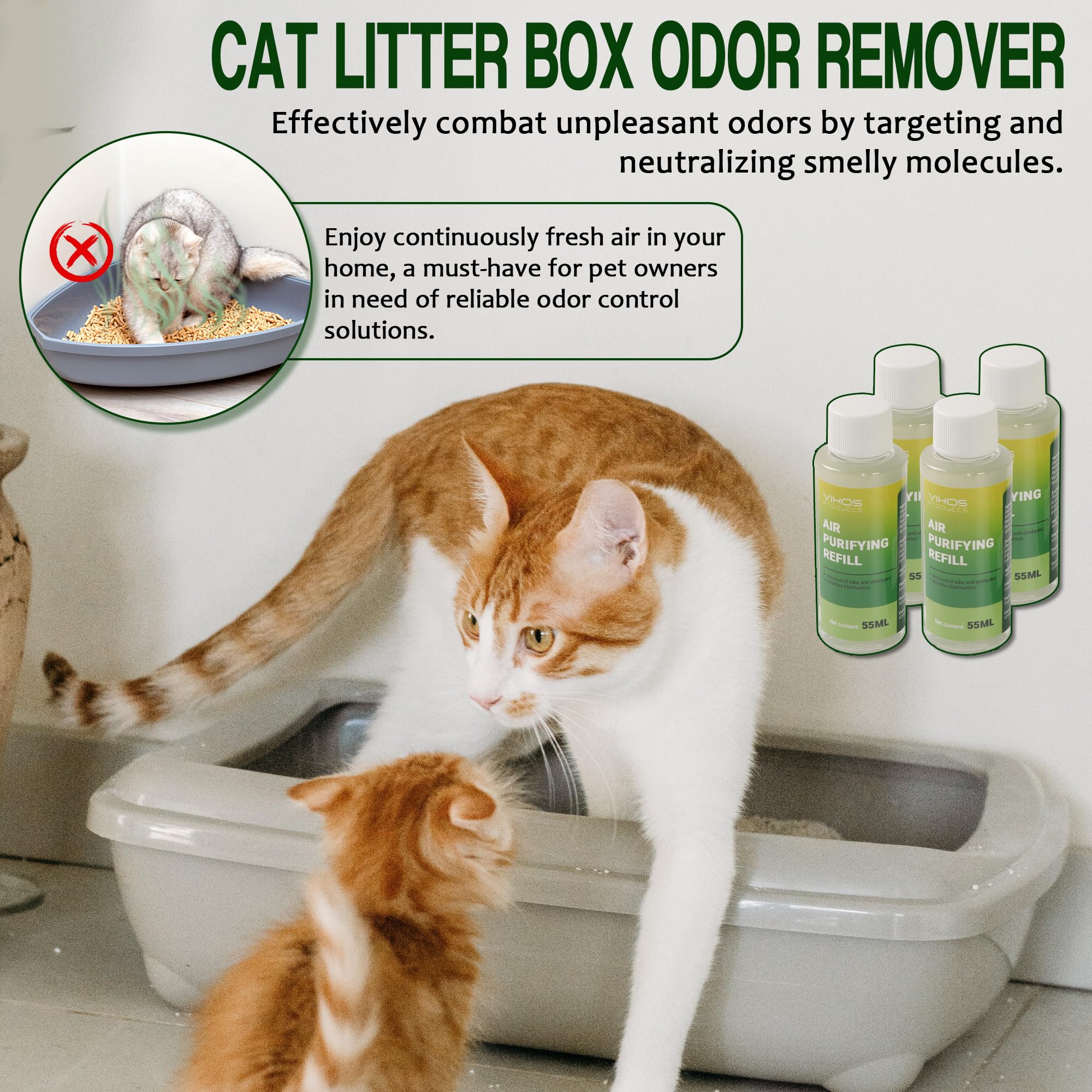 Desodorante de arena para gatos PETKIT PuraX PuraMax autolimpiante para caja de arena para gatos, eliminador de olores para eliminar olores fuertes, caja de arena, desodorizante