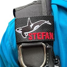 BCD Name Tag - Personalized Embroidered Scuba BCD Tag for Divers, Waterproof Dive Gear Identification - Orca