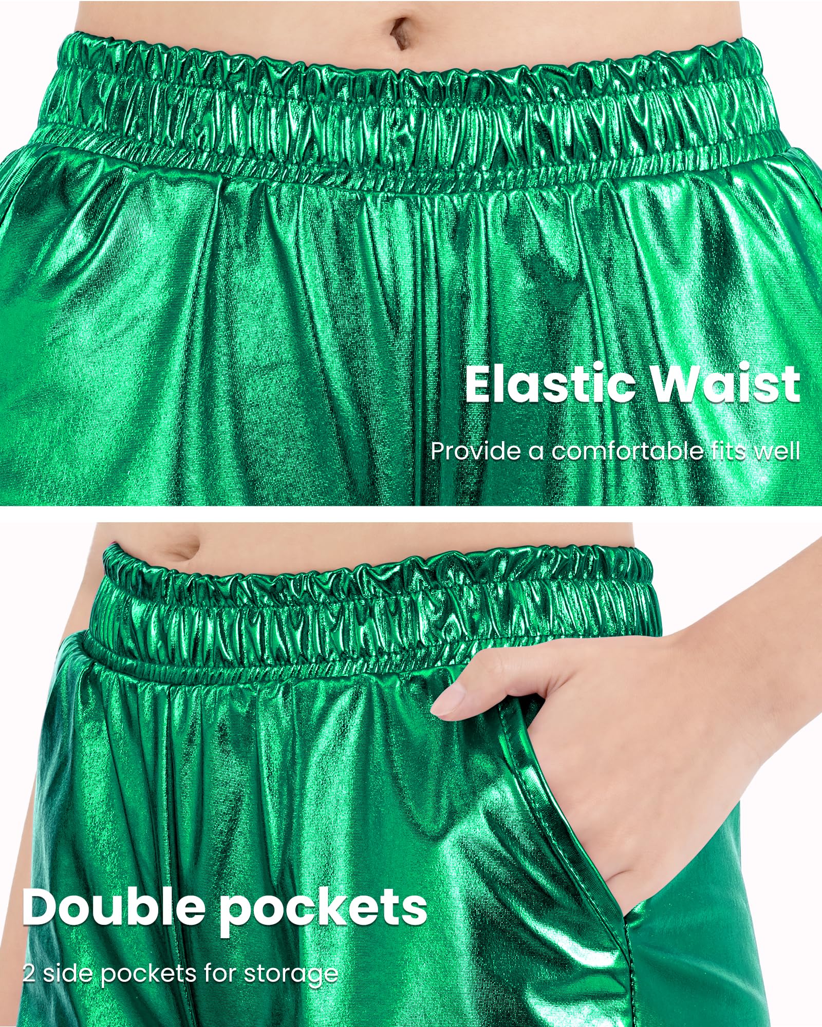 Auranso Short métallique brillant pour filles - Tenue de danse