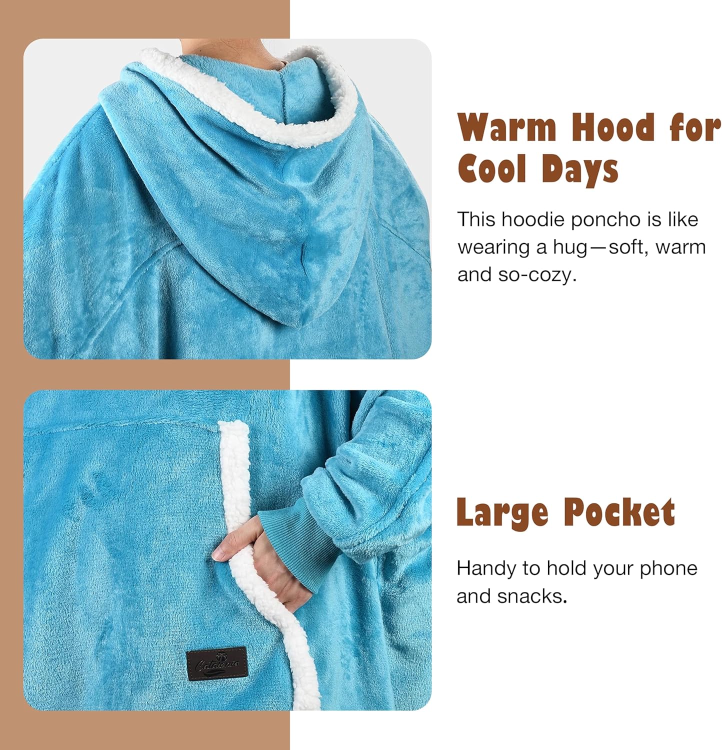 Catalonia Oversized Hoodie Sweatshirt Poncho, Casual Hoodie Cape, Batwing Coat Pullover Blanket, Comfortable, Roomy | Gift for Adults Women - Image 4