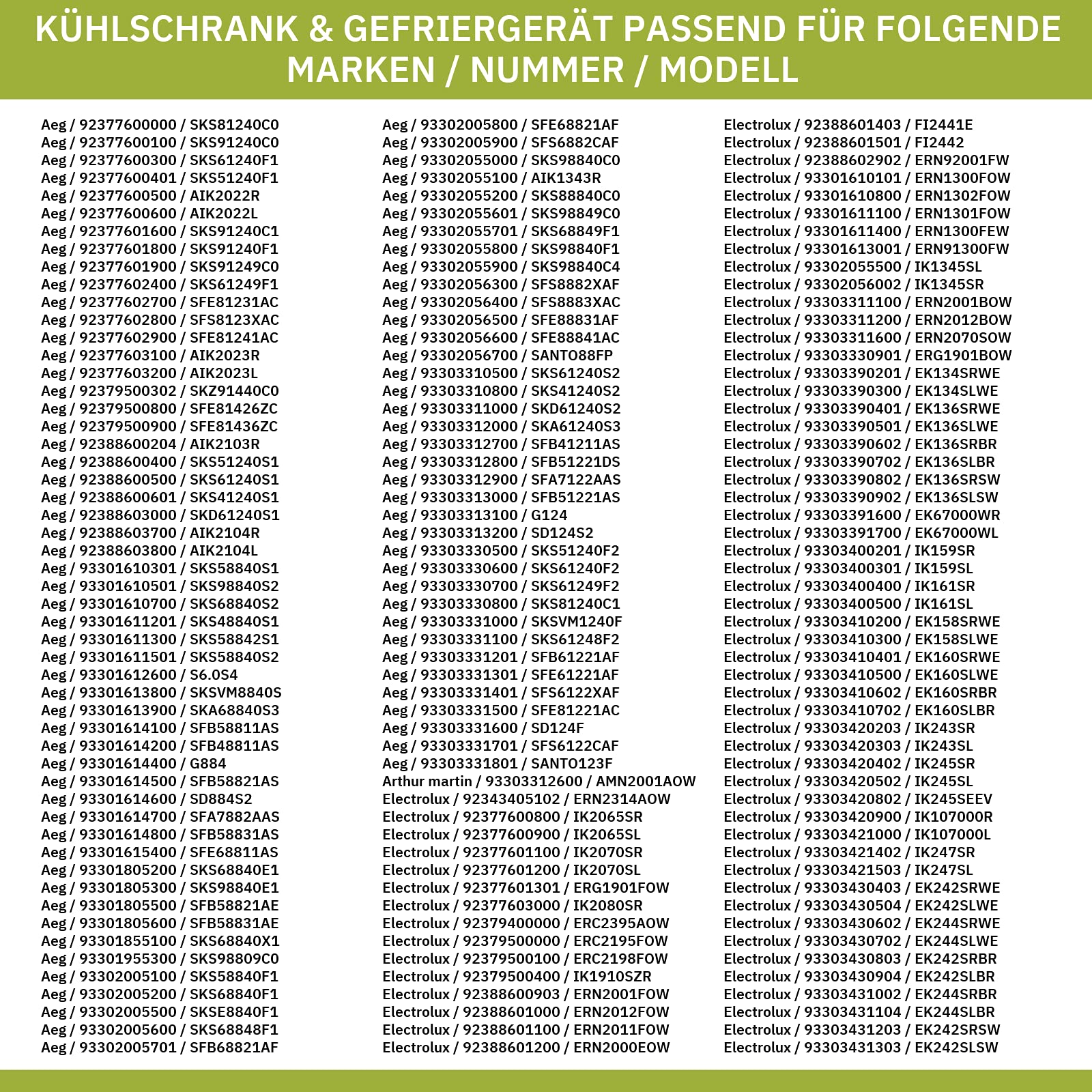 eVendix Gefrierfachtür kompatibel mit Electrolux 14005194601/4 Innenraumtüre mit Dichtung Griff etc für Kühlschrank