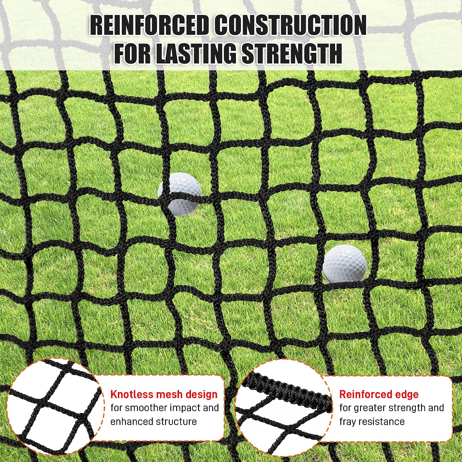 Baseball Batting Cage Nets, 10FT Baseball and Softball Batting Cage Netting for Backyard, Portable Hitting Practice Net with Carabiners & Carry Bag for Home Indoor Outdoor