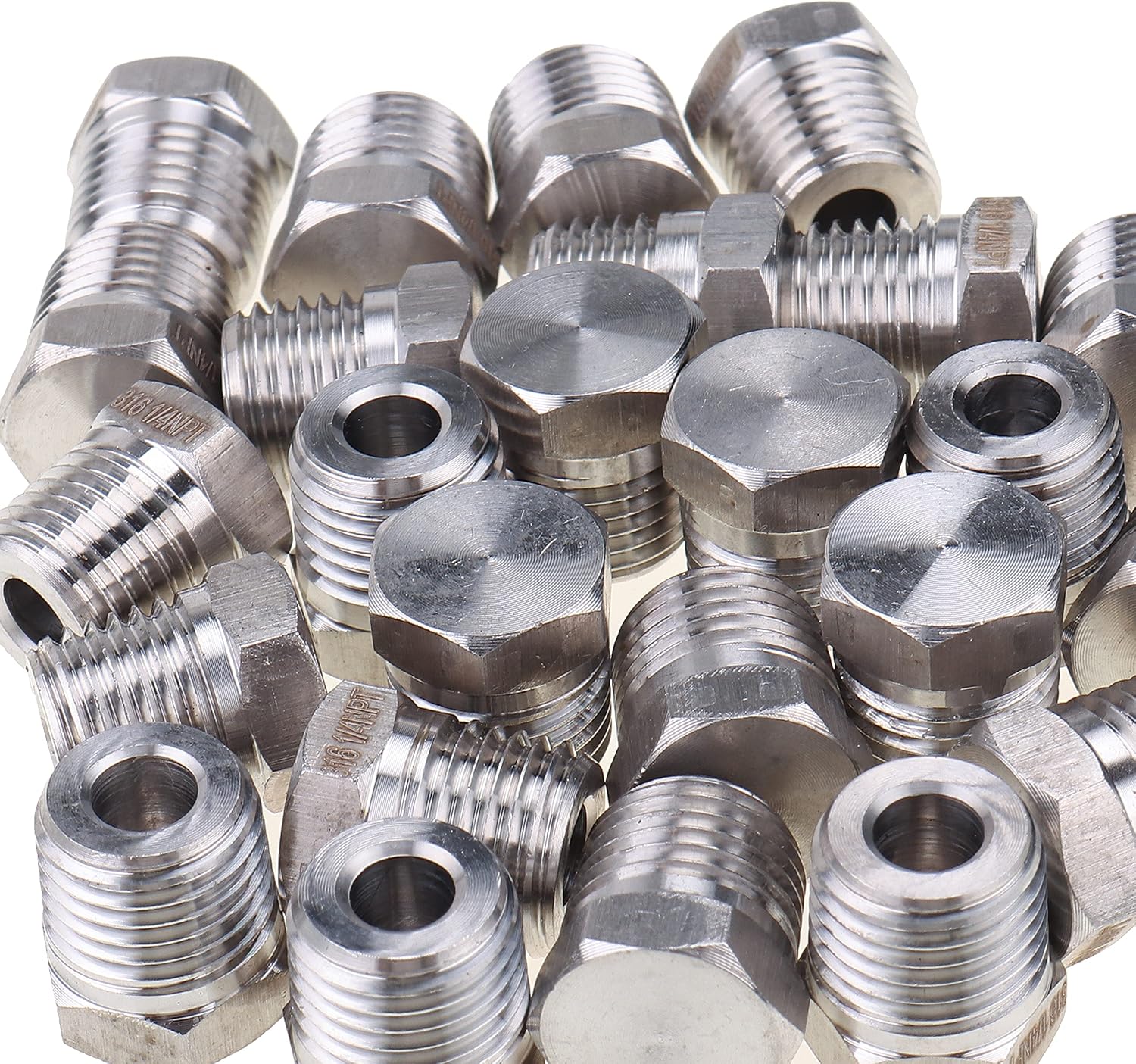 LTWFITTING Stainless Steel 316 Pipe Hex Head Plug Fittings 1/4-Inch Male NPT Air Fuel Water Boat (Pack of 10)