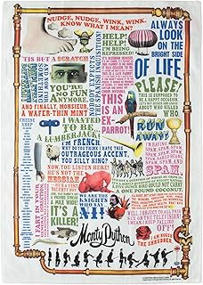 The Unemployed Philosophers Guild Monty Python Towel - 100% Cotton Flying Circus Themed Novelty Kitchen Dish Towel Featuring Quotes and Illustrations, 18" x 25.5"