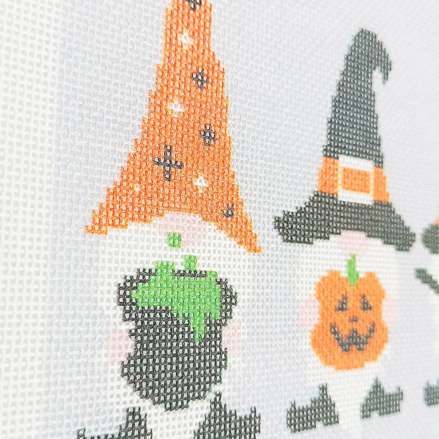 Howie's Needlepoint Needlepoint Canvas, 18CT Embroidery Stamped Patterns for Beginners or Advance, Halloween Patterns Printed Canvas(Gnomes - Halloween 2,8in x 8in)