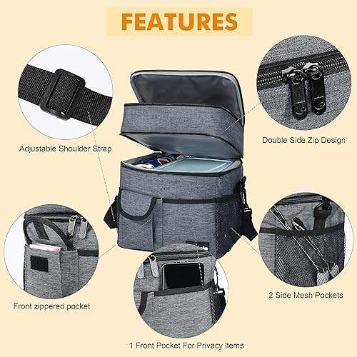 Miniatura 3 de Tirrinia Lonchera grande aislada para mujeres y hombres, bolsa de almuerzo reutilizable de doble capa a prueba de fugas con 4 bolsillos para