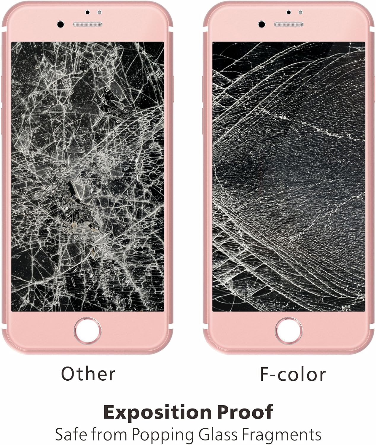 F-color Compatible Apple iPhone 7 Plus Screen Protector Tempered Glass with Rose Gold Alloy Metal Frame, Full for iPhone 7 Plus 8 Plus Screen Cover HD Clear 3D Round Edge, 5.5 Inch Rose Gold