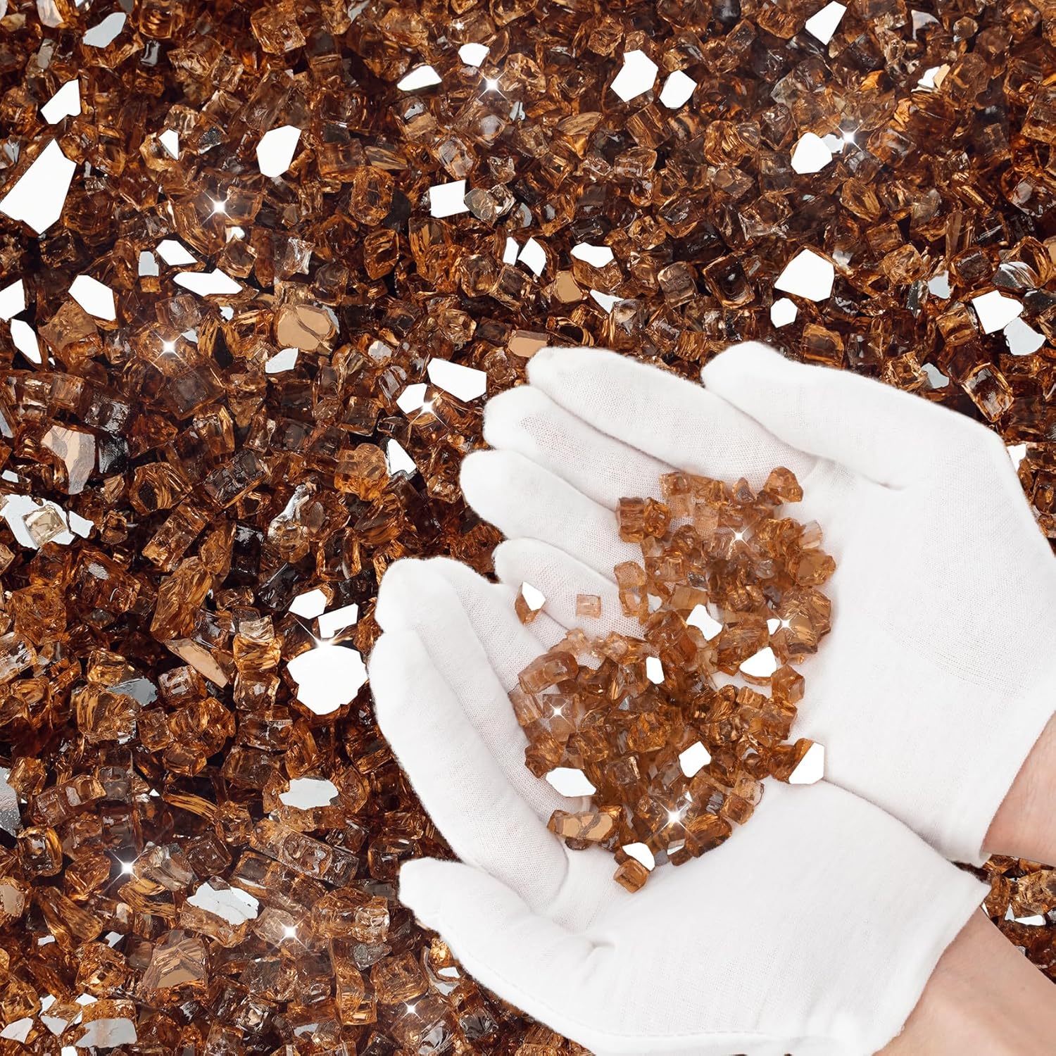 Skyflame High Luster 10-Pound Fire Glass for Fire Pit Fireplace Landscaping, 1/4-Inch Copper Reflective - Image 7