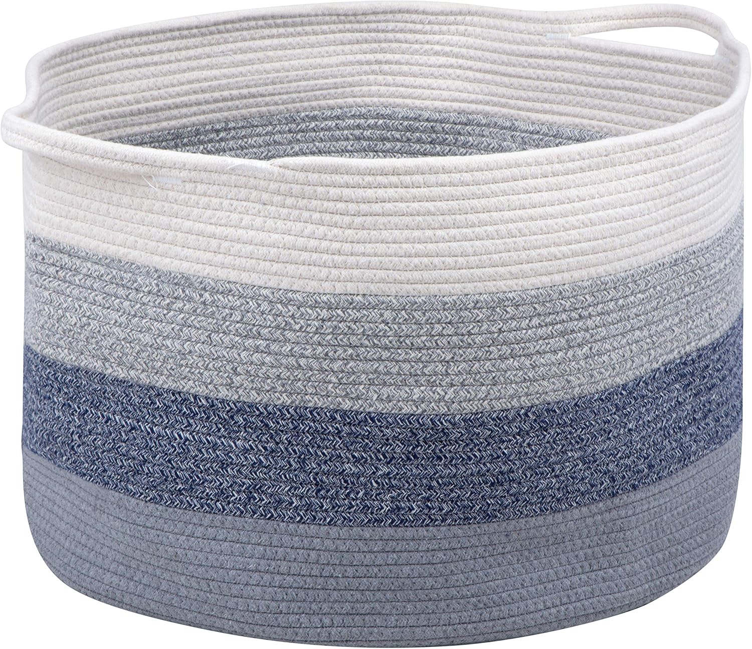Cotton Rope Basket - Large Decorative Woven Storage Blanket Basket Bin with Handles for Organizing Baby Nursery, Dog Toy, Stuffed Animal or Laundry