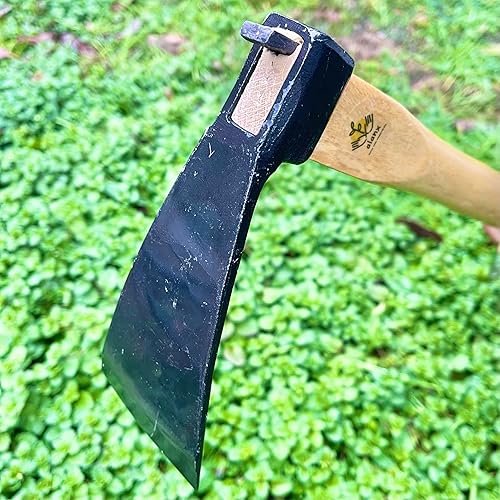 Miniatura 16 de alanx Hoz japonesa de la maleza de la mano de la jardinería de 12 pulgadas, azada de deshierbe con la manija de madera larga