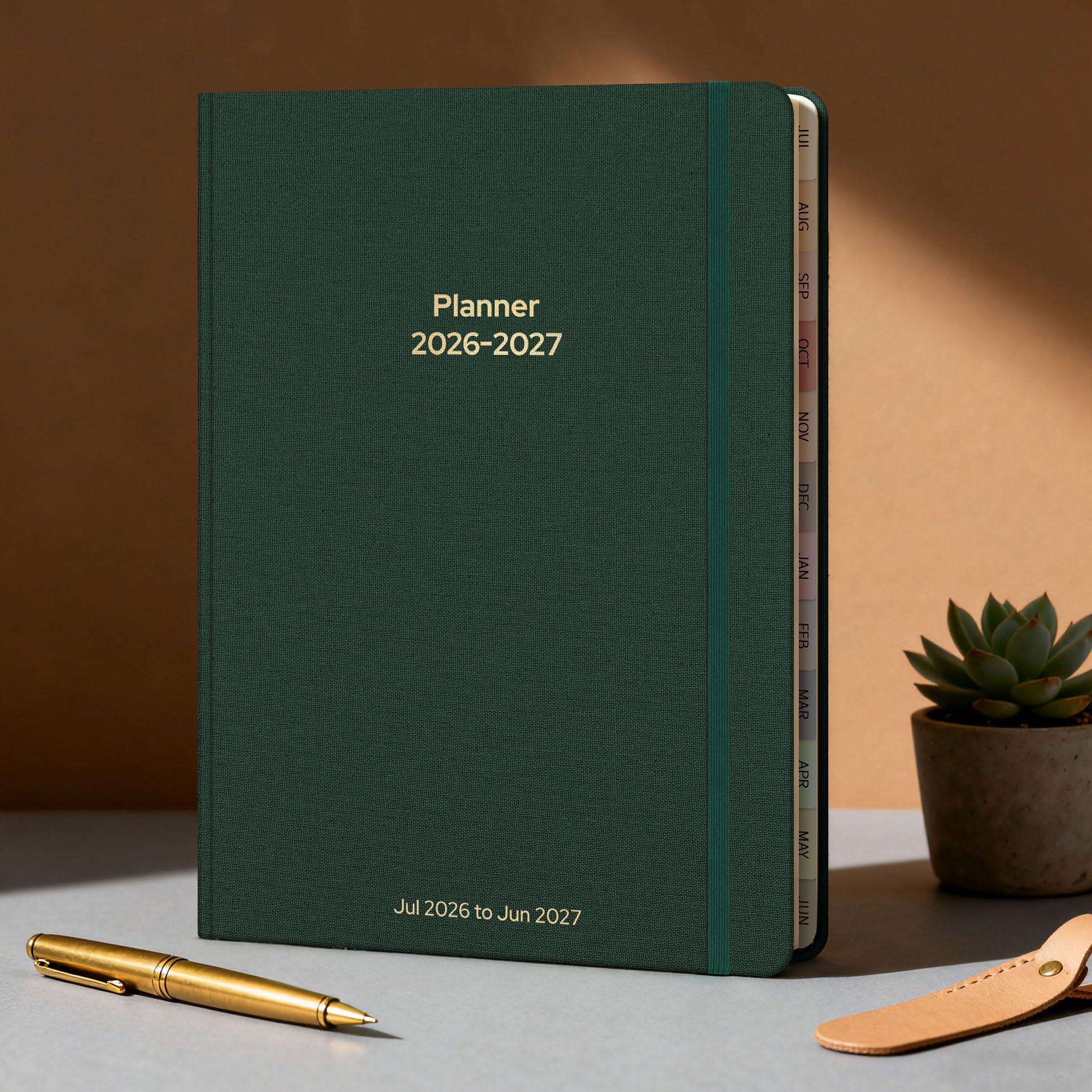Planer miesięczny i tygodniowy planer akademicki na lata 2026-2027, lipiec 2026–czerwiec 2027, lniana twarda okładka, kalendarz na lata 2026-2027, planer dzienny dla ucznia, nauczyciela z zakładkami