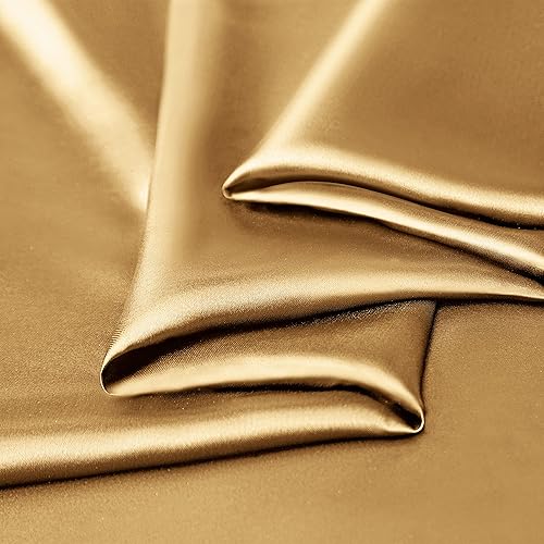 Miniatura 7 de Manyshofu Juego de sábanas de satén tamaño Queen de 4 piezas, suave y sedoso, juego de sábanas de satén dorado camello (1 sábana bajera, 1 sábana