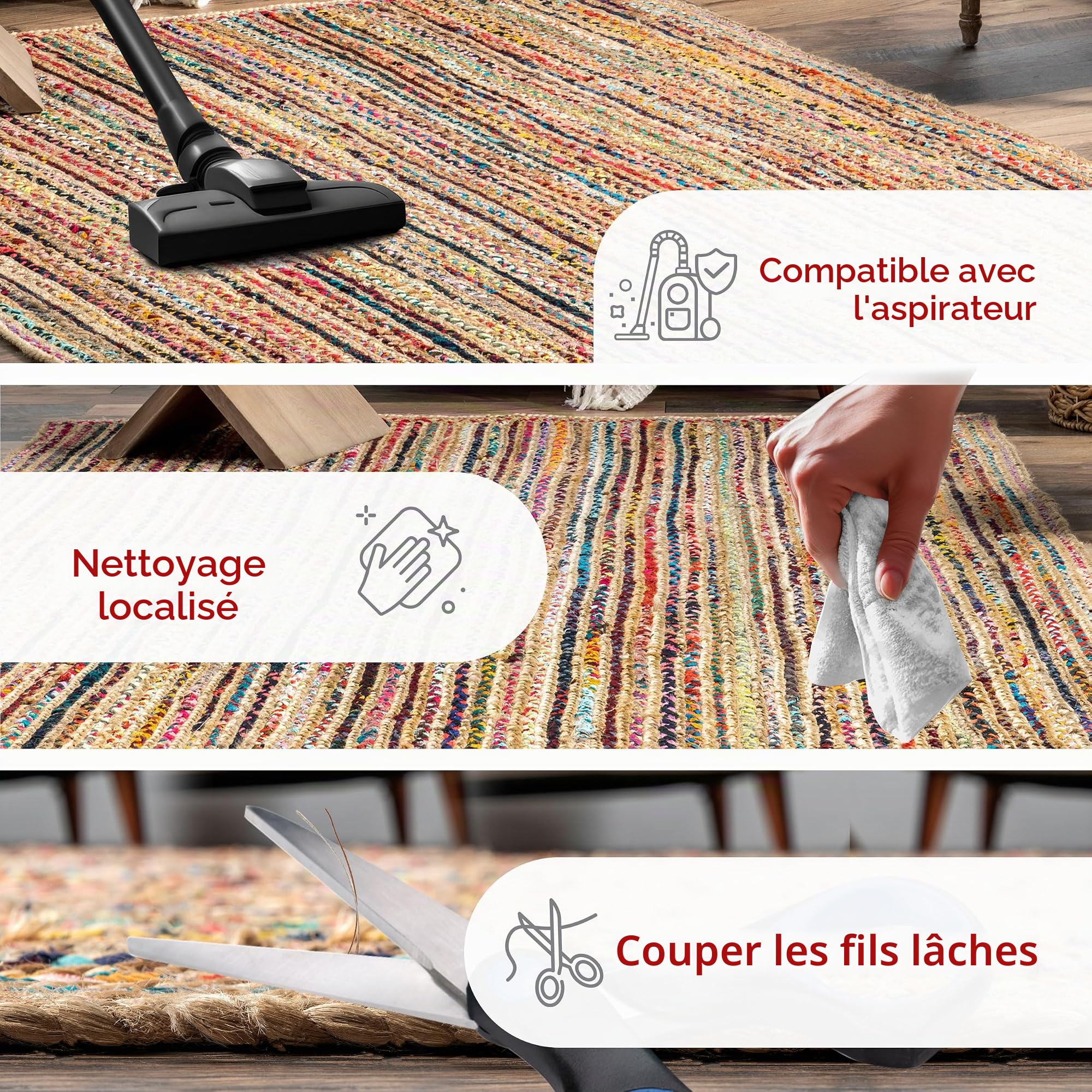 nuLOOM Tapis en Jute, Multicolore, 120 x 180 cm