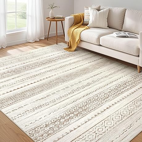Plush Boho Moroccan 5x7 Area Rug for Comfort Over Carpeting