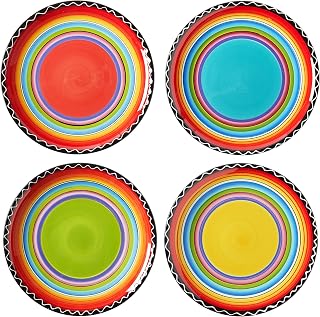 Certified International Tequila Sunrise 9-Inch Salad Dessert Plates Set of 4 - Vibrant Ceramic Fiesta Plates, Microwave & Dishwasher Safe