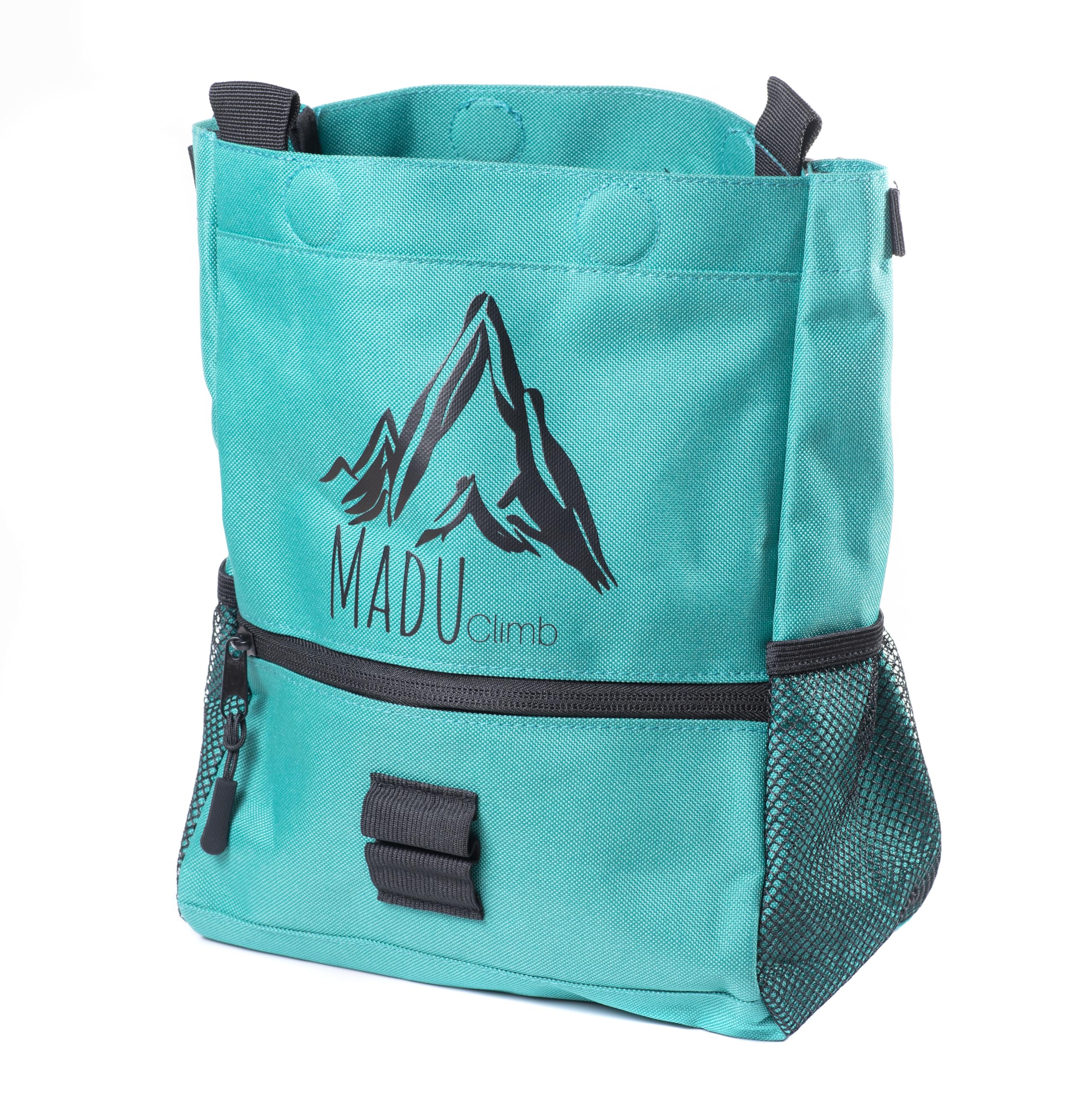 Bouldering Chalk Big Bucket by Madu Climb Large Self-Standing Chalk Bag with Magnetic Closure, Fleece Lining – Turquoise Edition