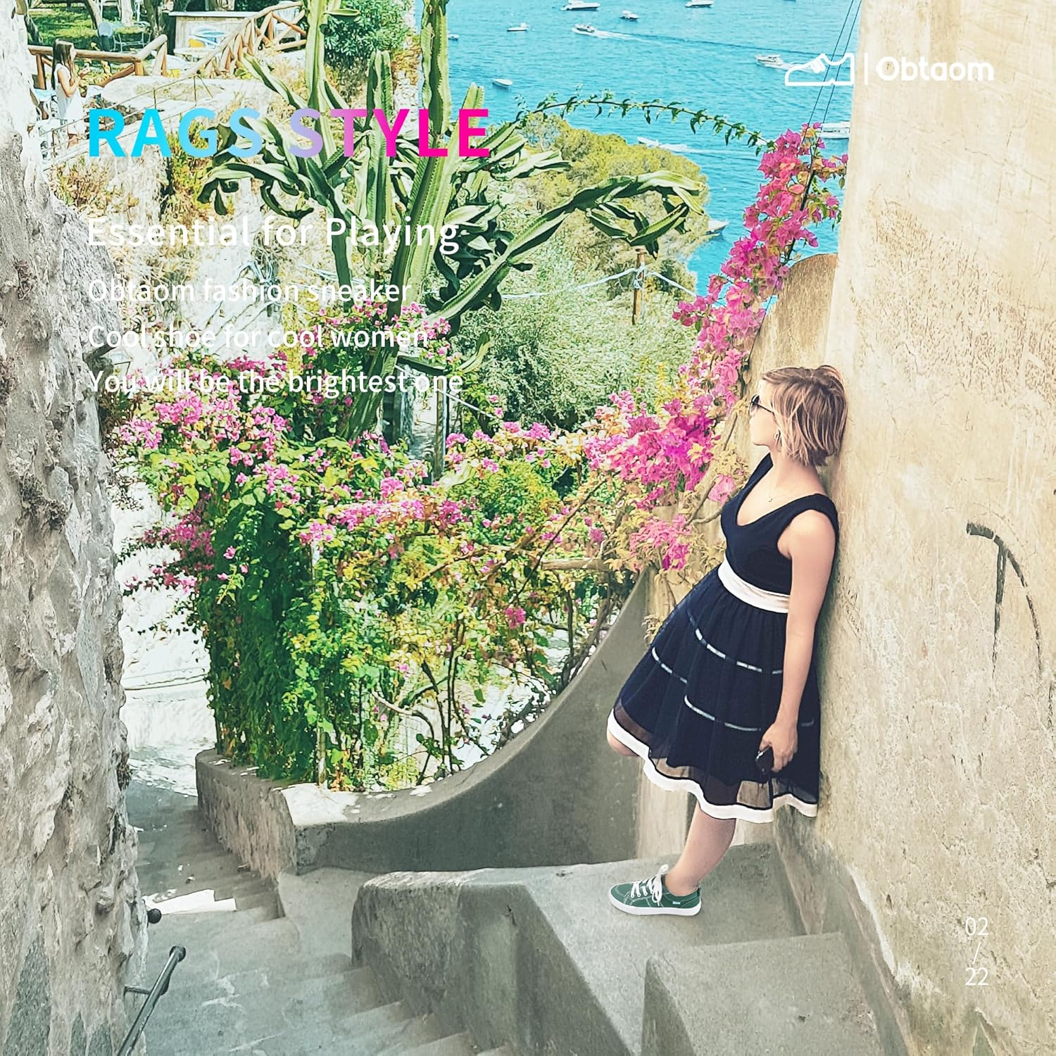 Obtaom Women's White Play Fashion Sneakers Cute Lace up Canvas Shoes Low Top Washed Canvas Flat for Lady - Image 2