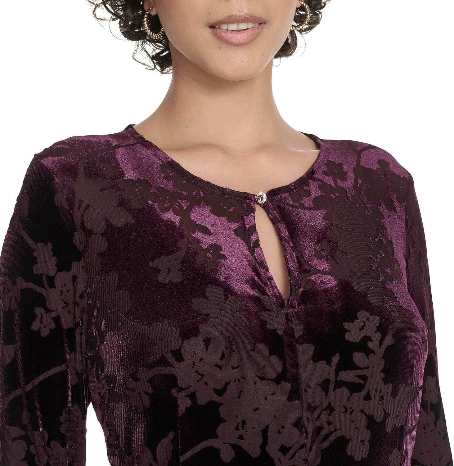 Tommy Hilfiger Womens Long Sleeves Keyhole Neck Midi Dress - Image 5