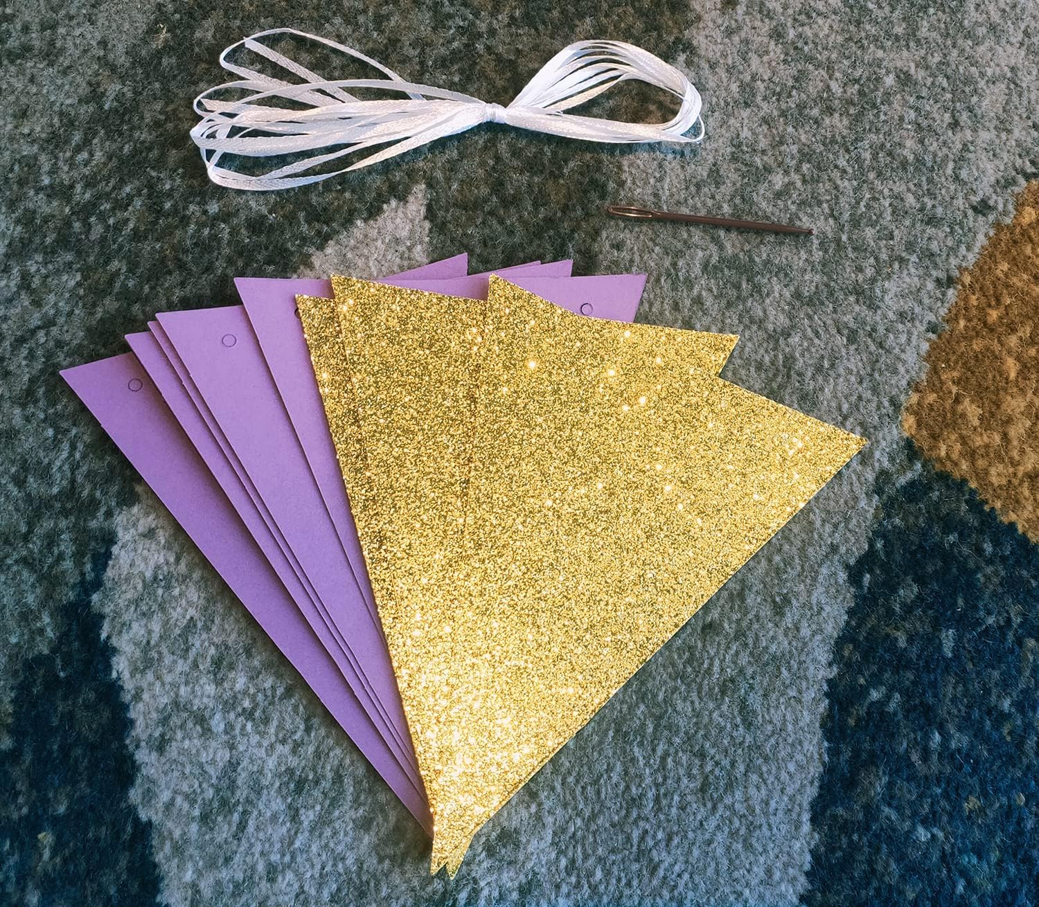 Graduation Party Decorations Purple Gold 2026/Purple Gold Graduation Decorations NYU LSU/Purple Birthday Party Decorations/2pcs Triangle Bunting Banners for Purple Wedding image 3