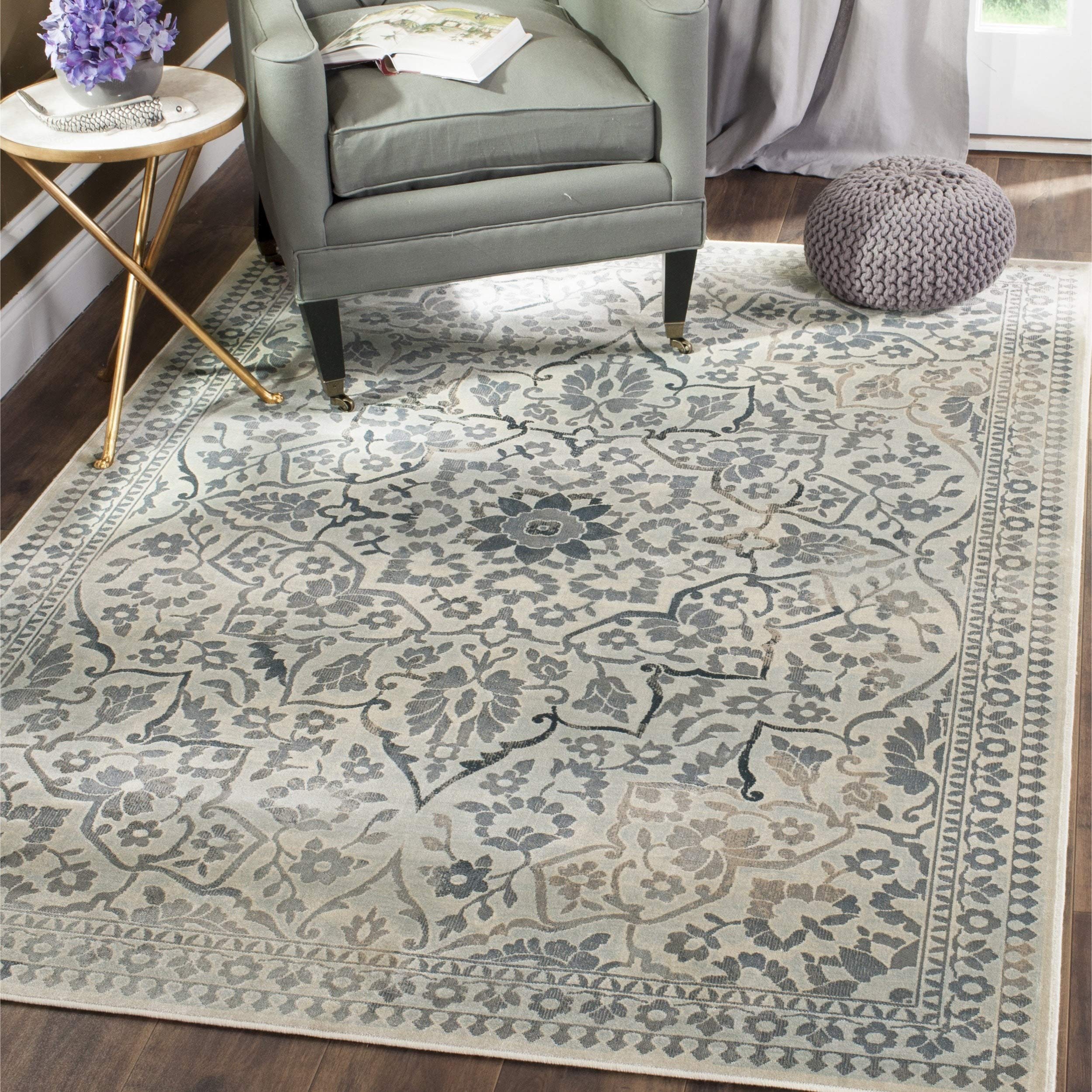 Safavieh Traditional Indoor Woven Rectangle Area Rug, Vintage Collection, VTG175, in Cream / Light Blue, 99 X 170 cm for Living Room, Bedroom or Any Indoor Space