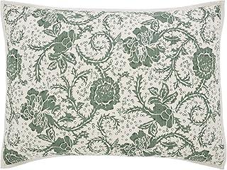 VHC Brands Dorset, Farmhouse Quilted Bed Sham, Standard, Floral, Green, 21x28
