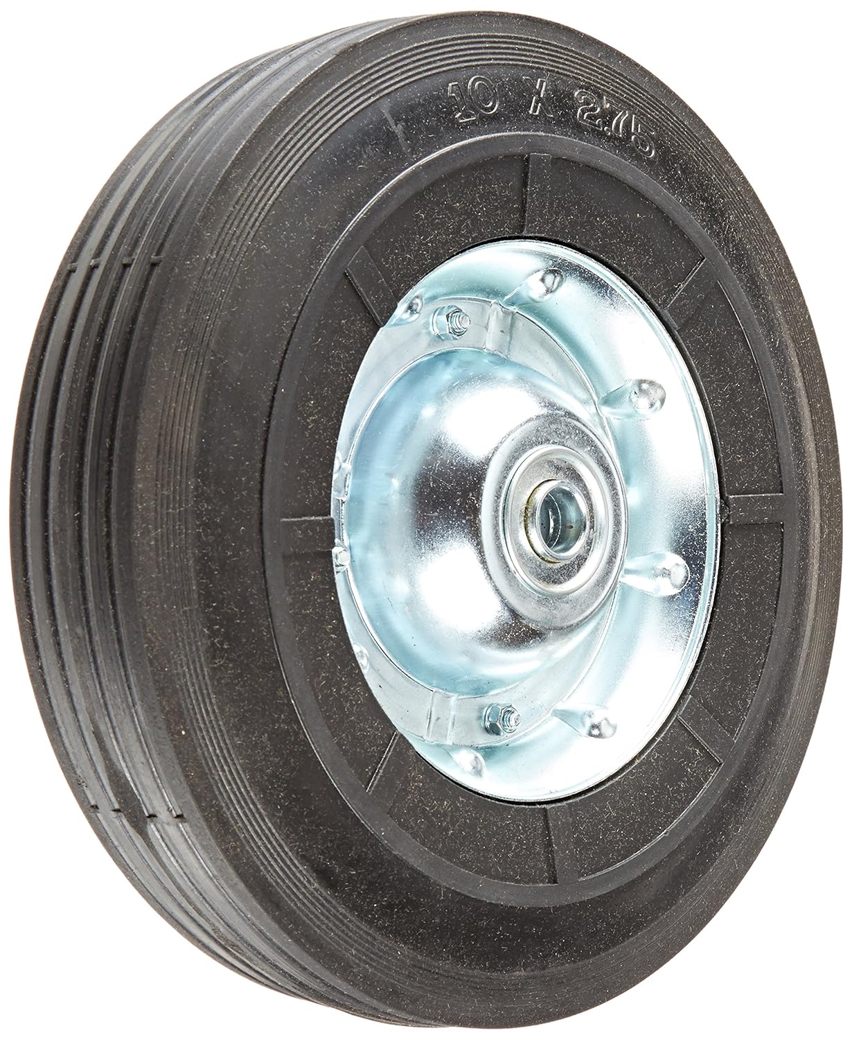 Wesco 150589 10" Diameter Zinc/Steel Hub Semi Pneumatic Wheel, 350-lb. Capacity, 2-3/4" Tread Width, 5/8" Bore, 2-1/4" Hub Diameter
