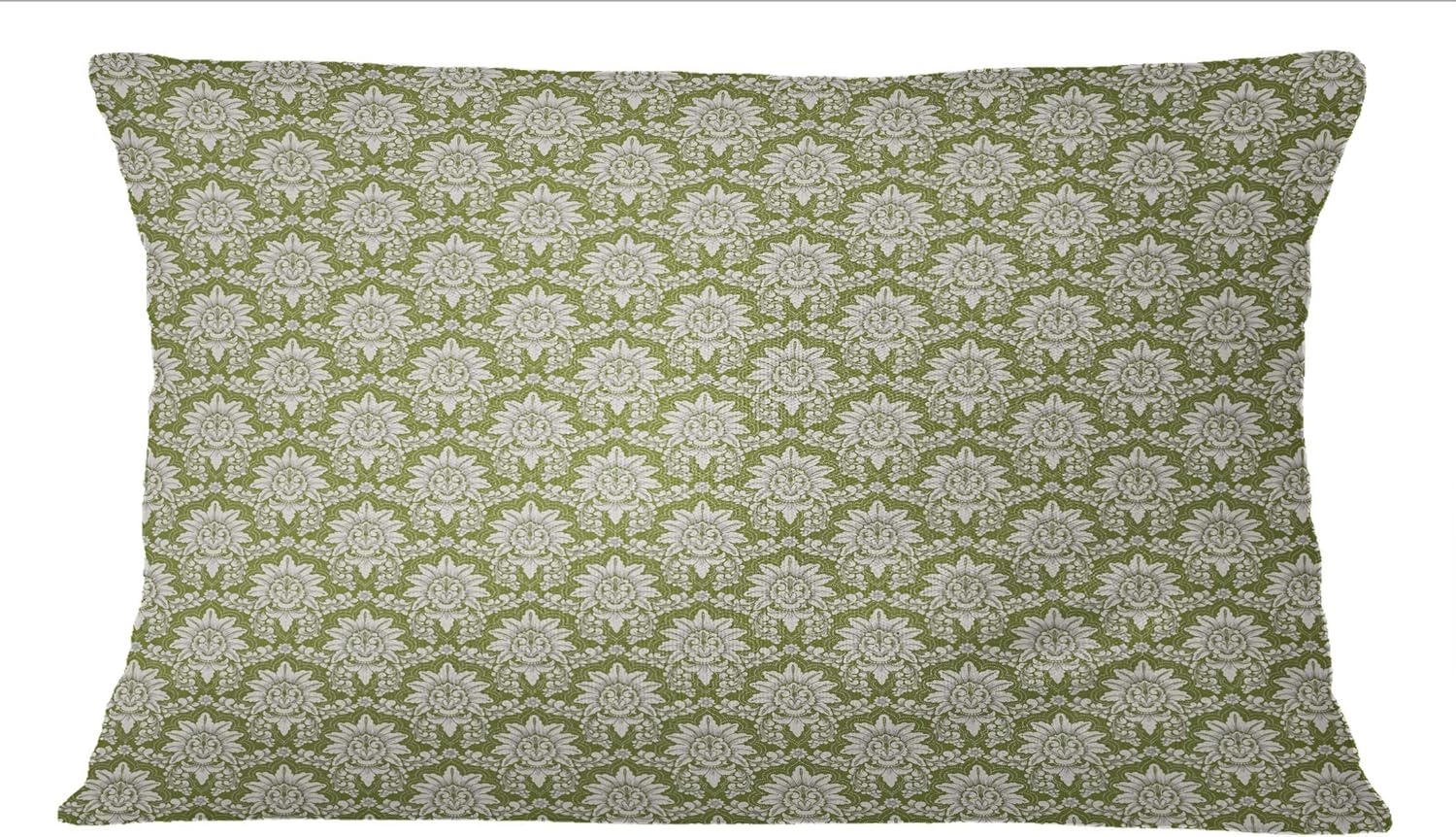 S4Sassy Olive Green Pillow Case Floral Damask Print Sham Cushion Cover Cotton Poplin 2 Pcs-20 x 30 Inches