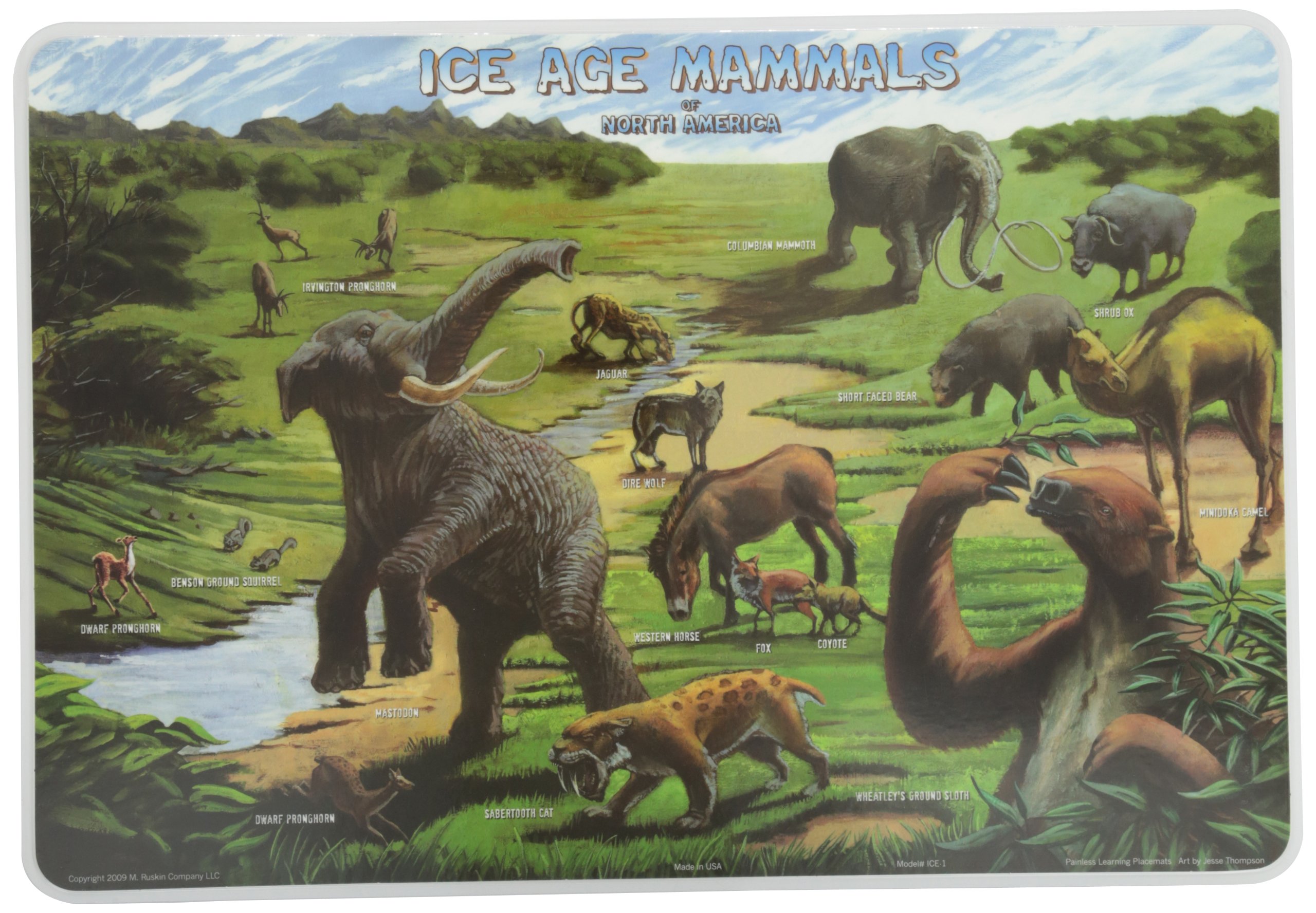 Painless Learning Ice Age Mammals Placemat, Large