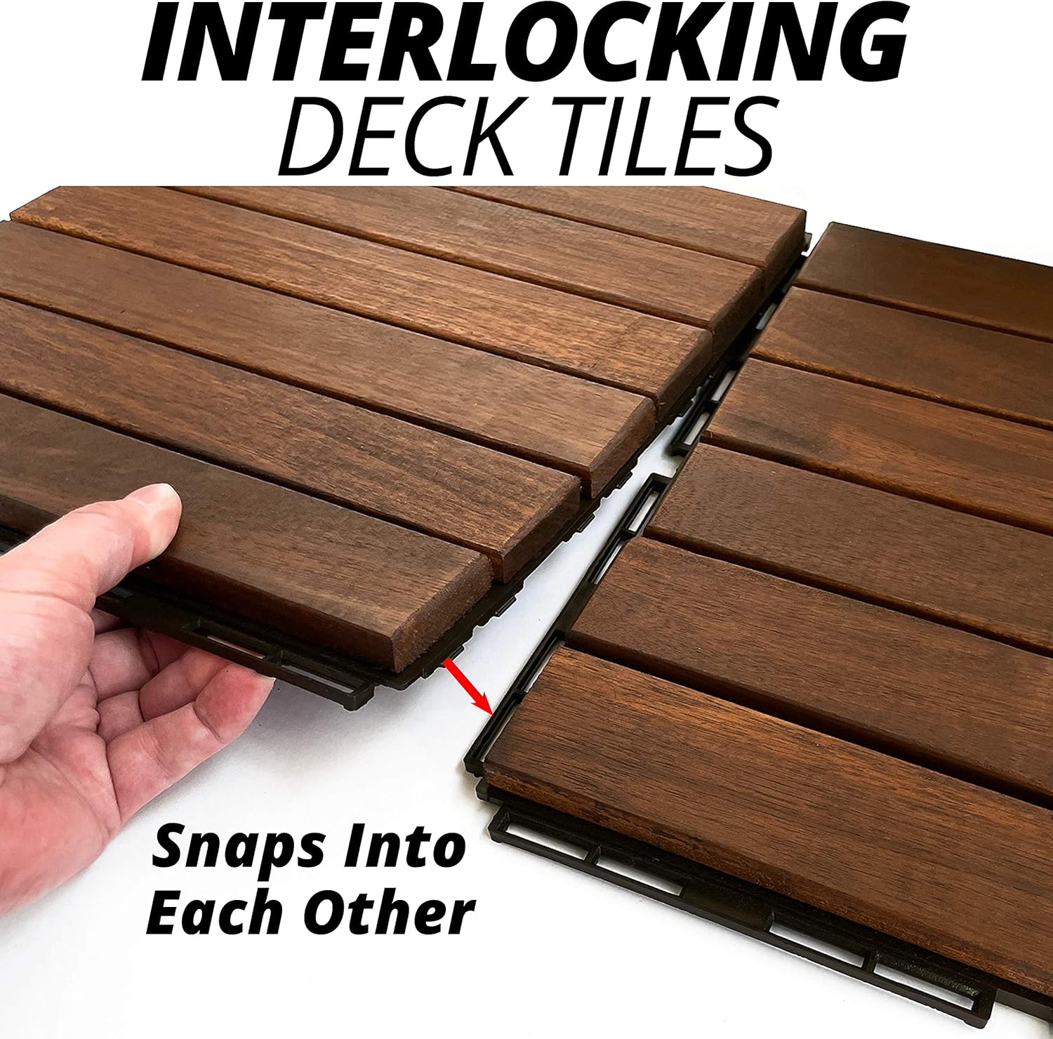 Bеѕt Cуbеr Mоndау 🔥 Mammoth Sustainably Sourced Solid Acacia Wood Oiled Finish Secure Interlocking Deck Tiles, Water Resistant Outdoor Patio Pavers or Composite Deck Flooring, Pack of 11 (11 SQFT) (Stripe)