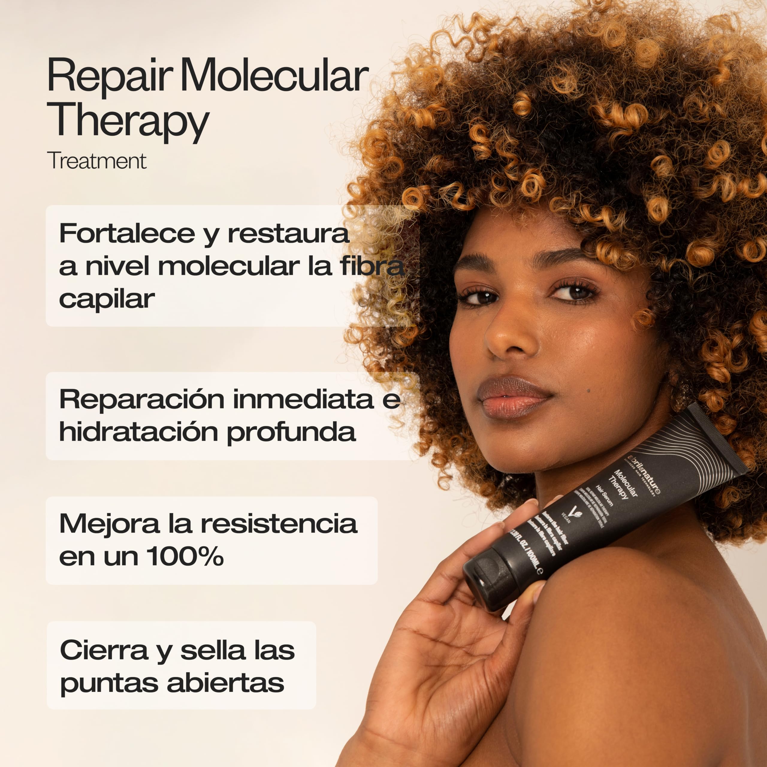abril et nature - Sérum Profesional Molecular Therapy - Cabellos Dañados, Castigados o Envejecidos - Repara, Reestructura y Rellena la Fibra Capilar - Sin Aclarado - 100 ml