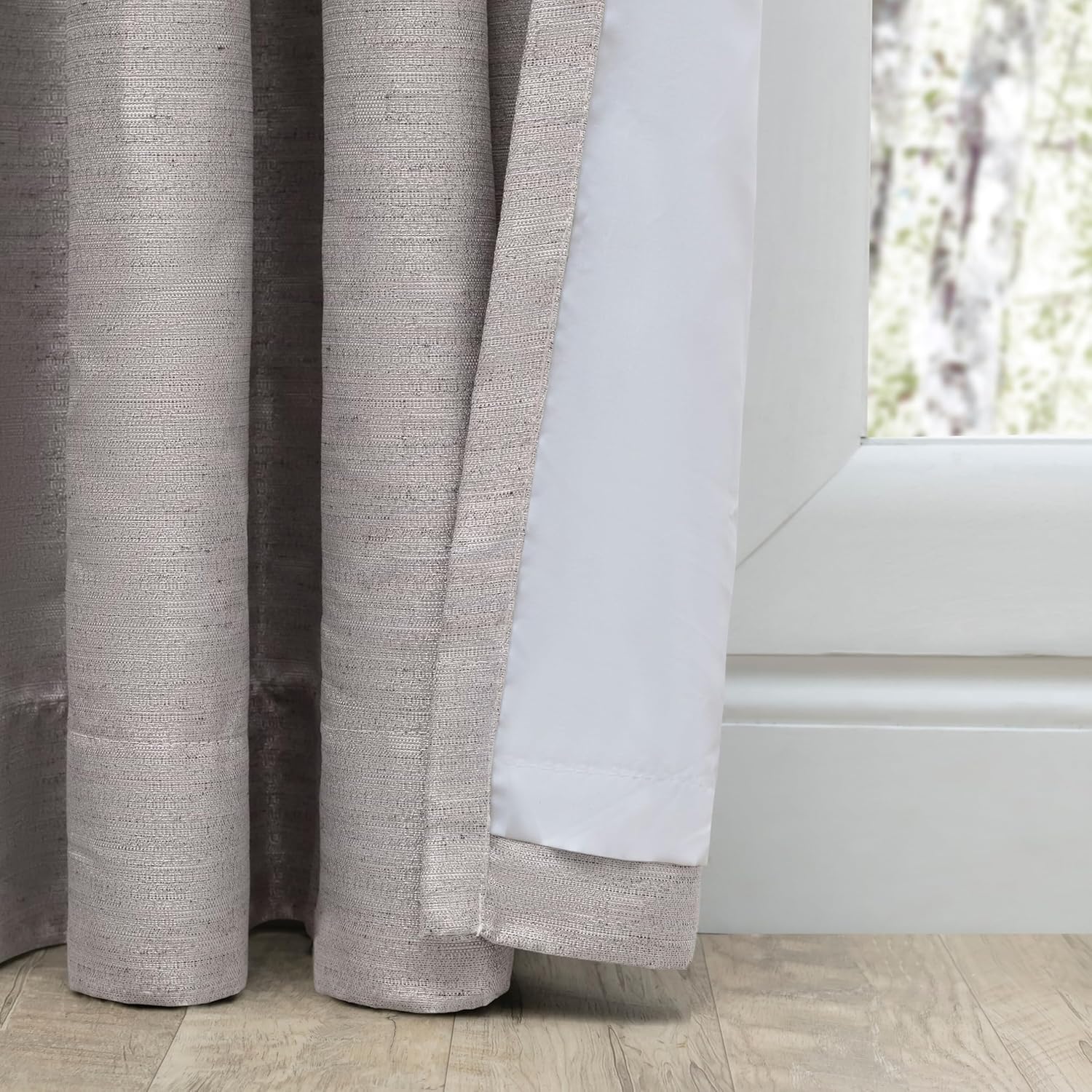 Ricardo Trading | Grasscloth Lined Valance 3'' Rod Pocket | 15” L X 54” W | Ash | Kitchen Window Curtain | Light Blocking | Durable & Machine Washable
