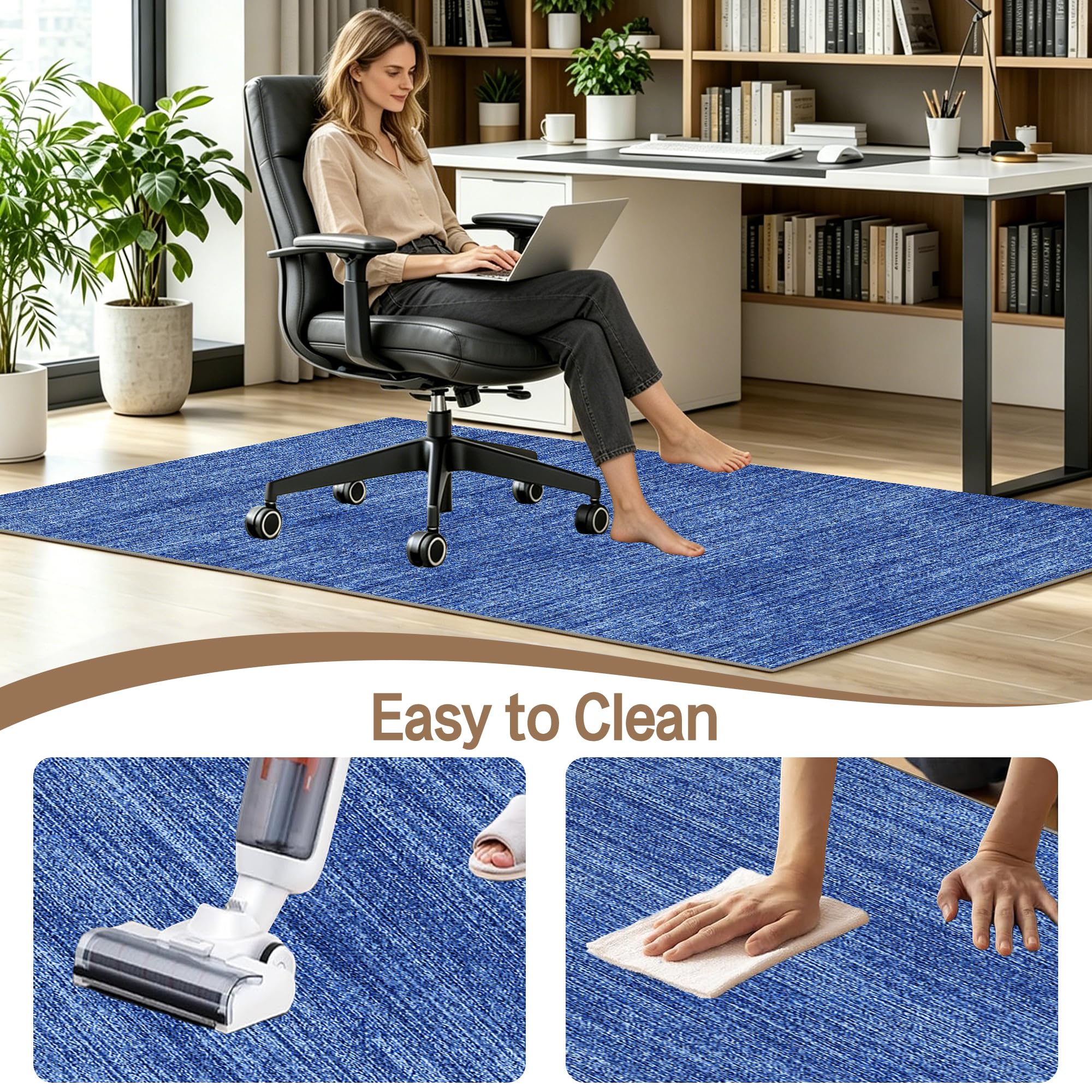 Tapis Chaise de Bureau, Tapis de Chaise Gaming 200 x 280 cm Bleu