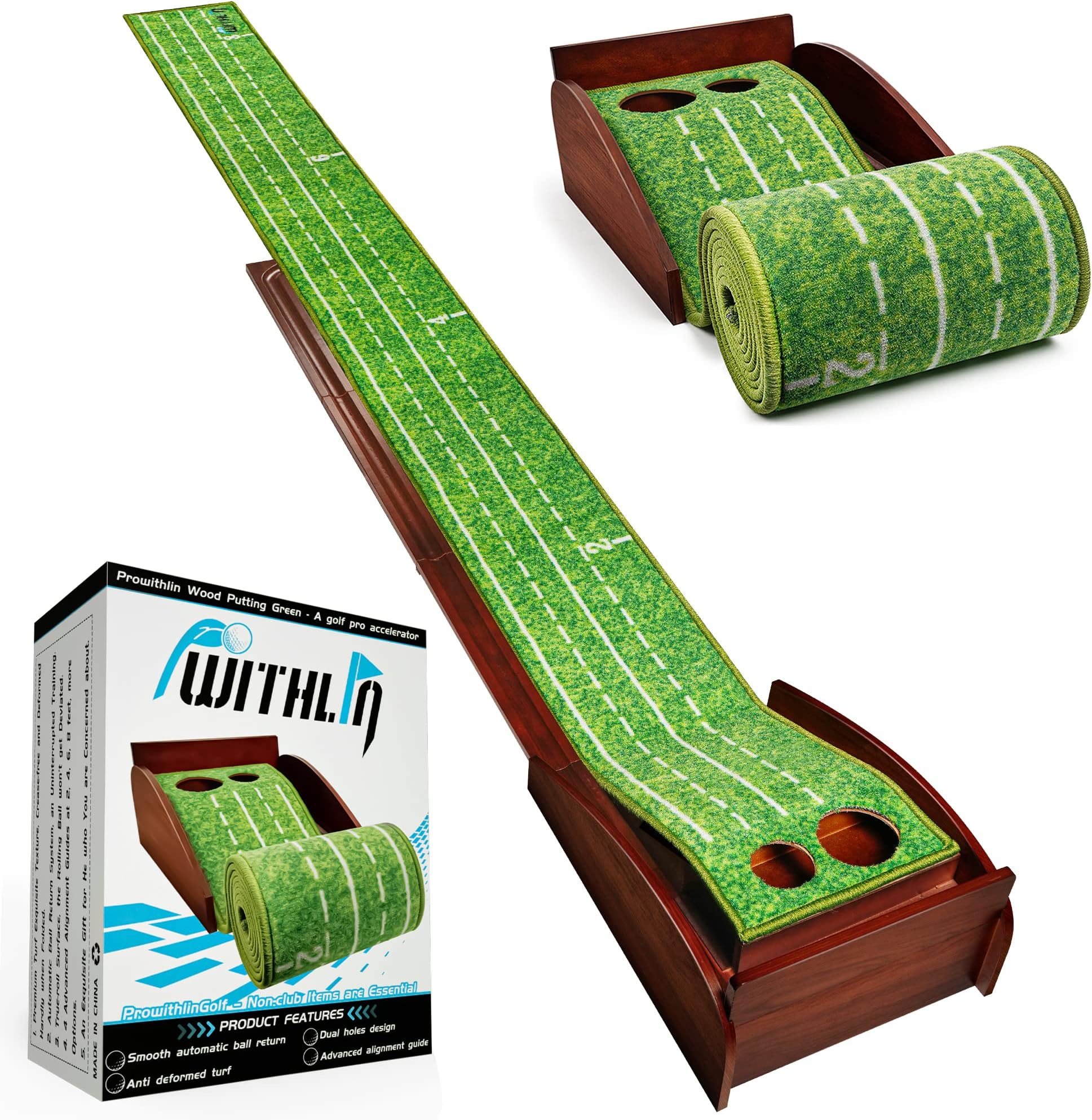 Putting Green Indoor, Golf Putting Mat with Ball Return, Mini Golf Practice Training Aid, Golf Accessories Golf Gift for Men