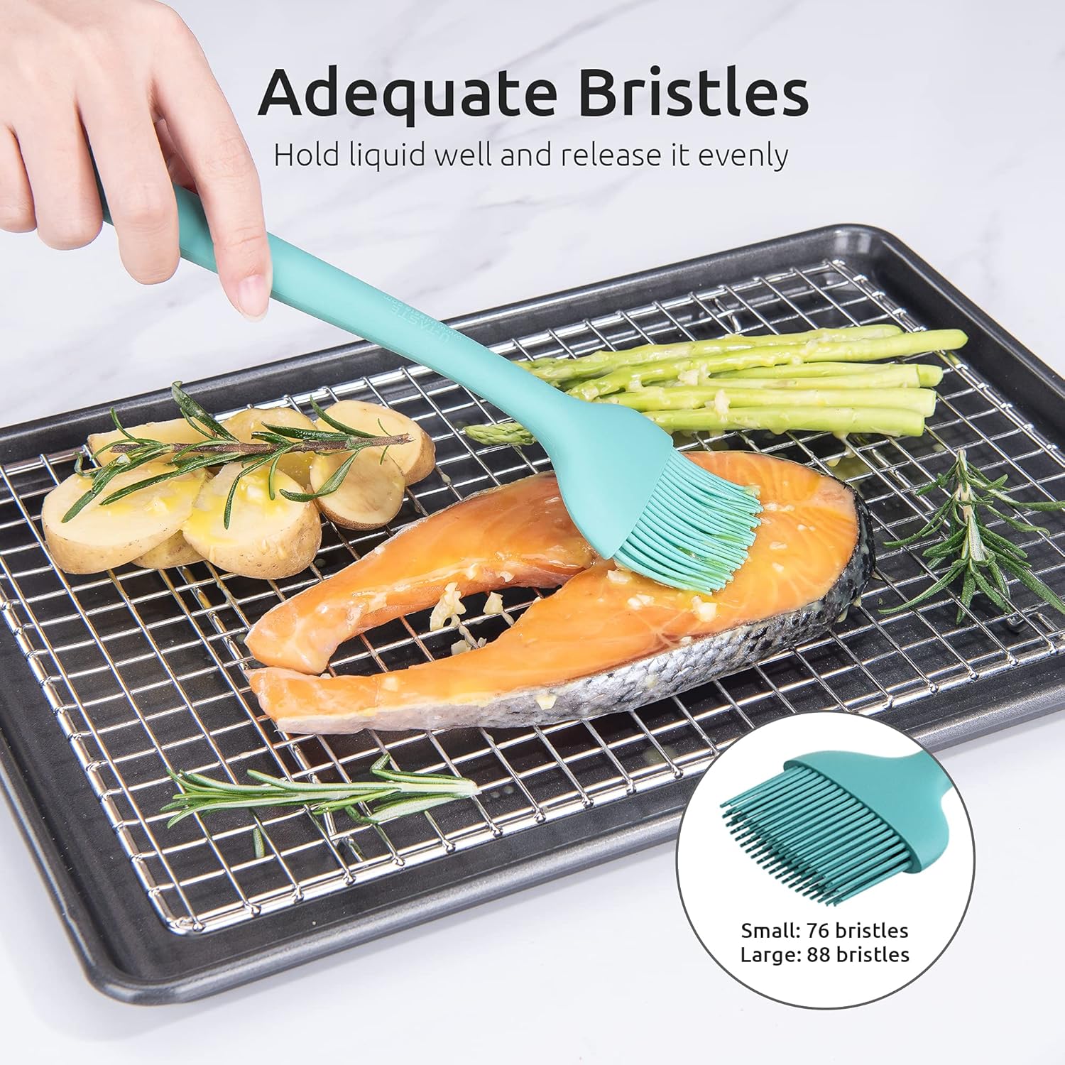 U-Taste 600ºF Heat Resistant Angled Silicone Basting Brushes, Turkey Oil Sauce Butter Egg Dessert Meat Head-Up Kitchen Food Pastry Brush for BBQ, Baking, Cooking, Grilling Set of 3 (7inx2, 9inx1): Home & Kitchen